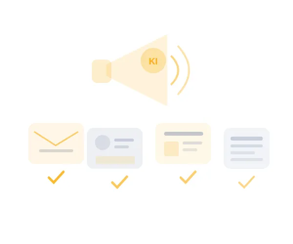 Illustration: Kommunikation und Marketing mit KI