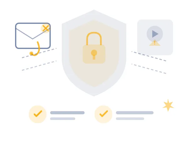 Illustration: KI-Sicherheit, Cybersecurity, Deepfake-Betrug, KI-Phishing und Schutz im Arbeitsalltag